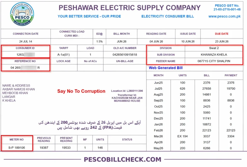 how to find your pesco reference number and consumer id